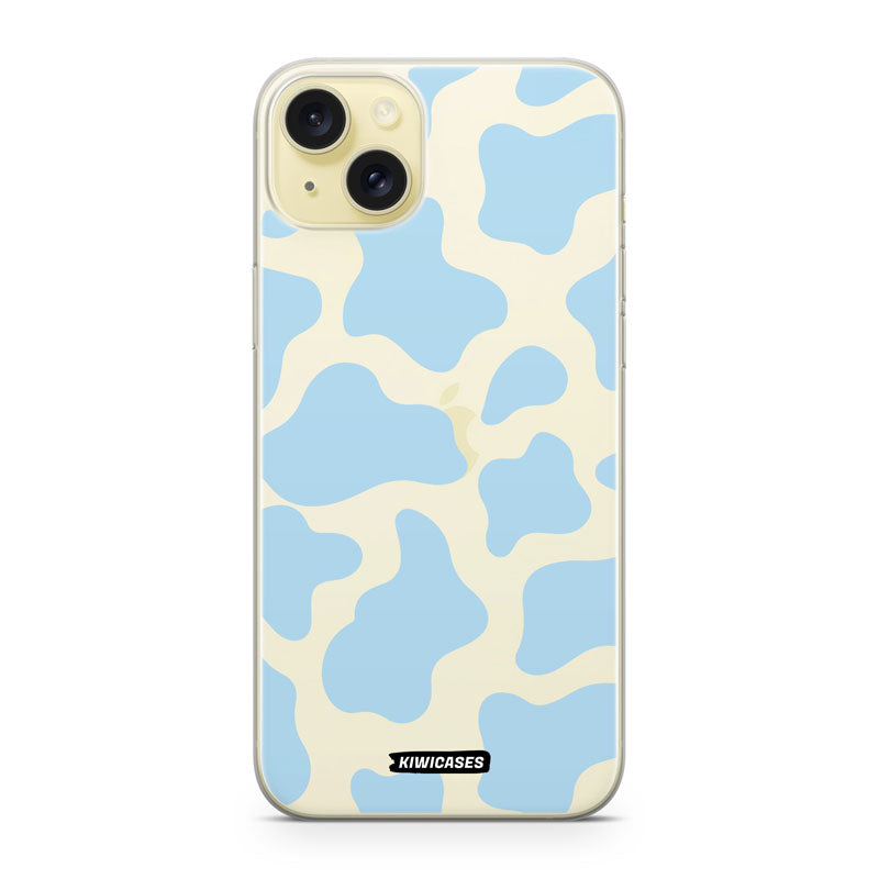 Cow Print in Blue - iPhone 15 Plus