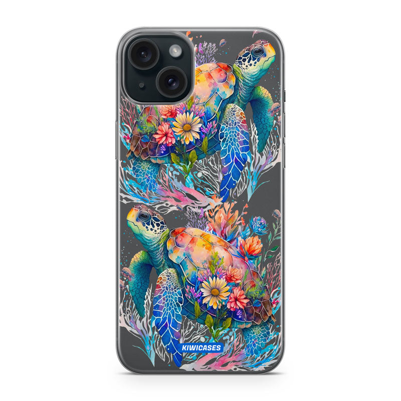 Floral Turtles - iPhone 15 Plus