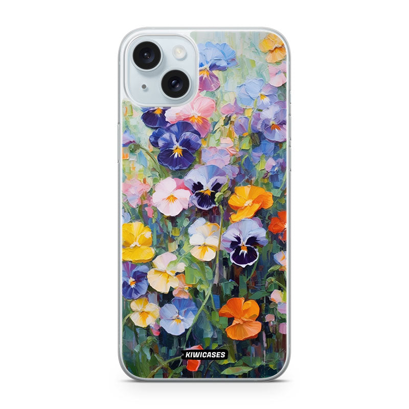 Painted Pansies - iPhone 15 Plus