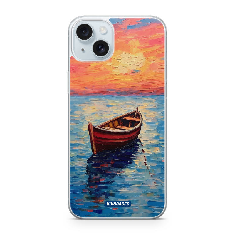 Painted Boat in the Ocean - iPhone 15 Plus