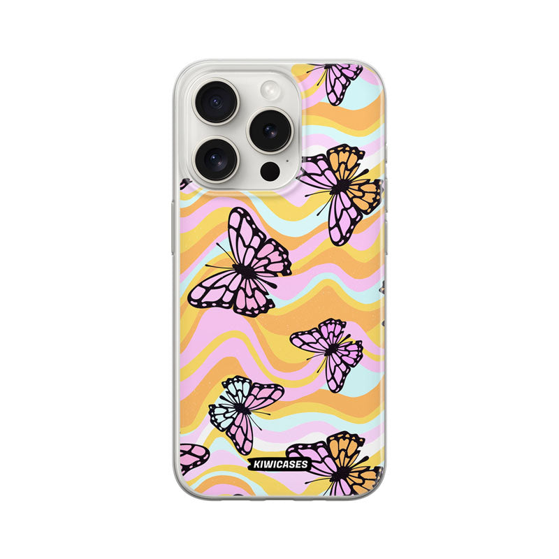 Wavey Yellow Butterflies - iPhone 15 Pro