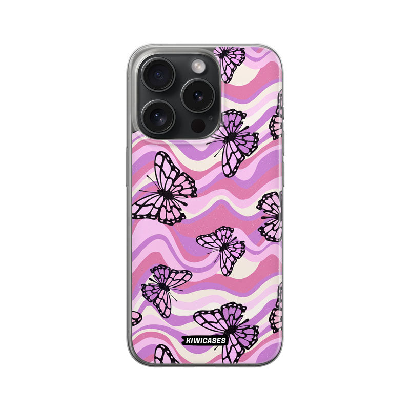 Wavey Purple Butterflies - iPhone 15 Pro