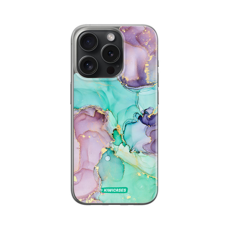 Green Purple Marble - iPhone 15 Pro