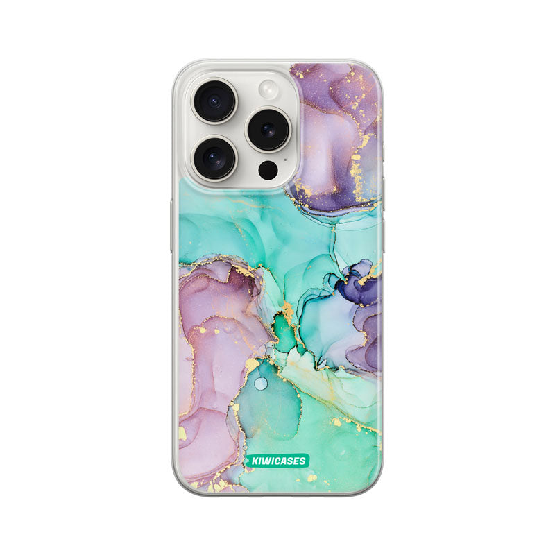 Green Purple Marble - iPhone 15 Pro