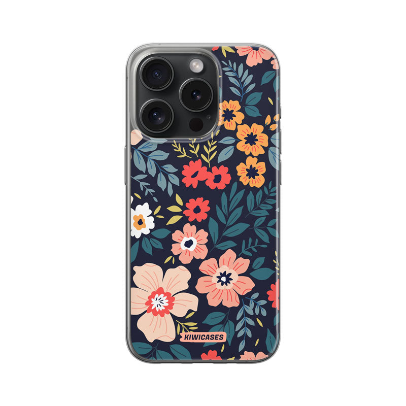 Navy Blooms - iPhone 15 Pro