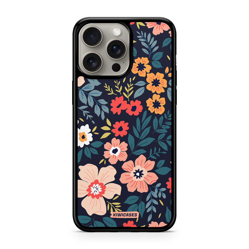 Navy Blooms - iPhone 15 Pro Max