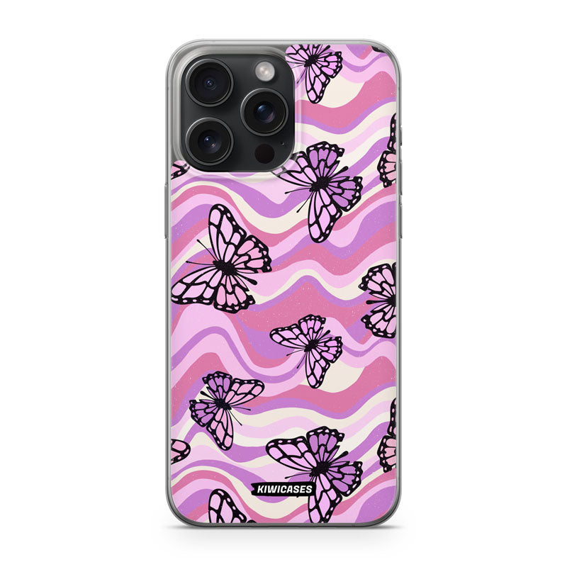Wavey Purple Butterflies - iPhone 15 Pro Max