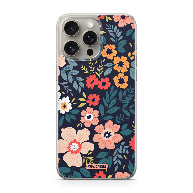 Navy Blooms - iPhone 15 Pro Max