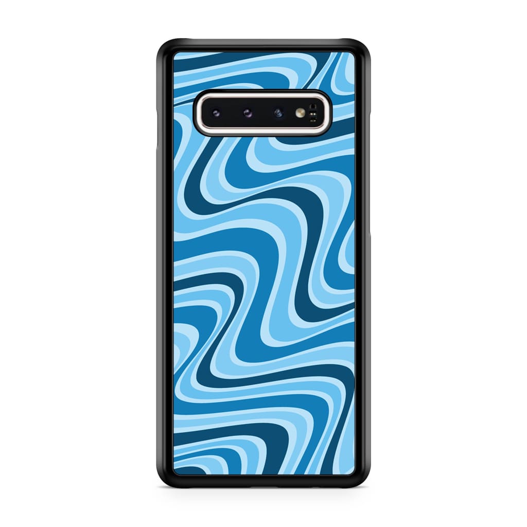Blue Retro Waves Phone Case - Galaxy S10 Plus - Phone Case
