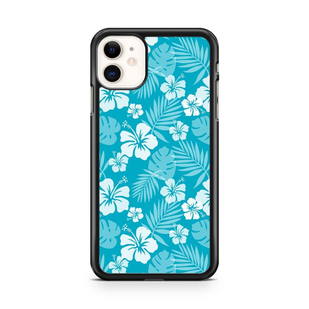 Ocean Blue Hibiscus Phone Case - iPhone 11 - Phone Case