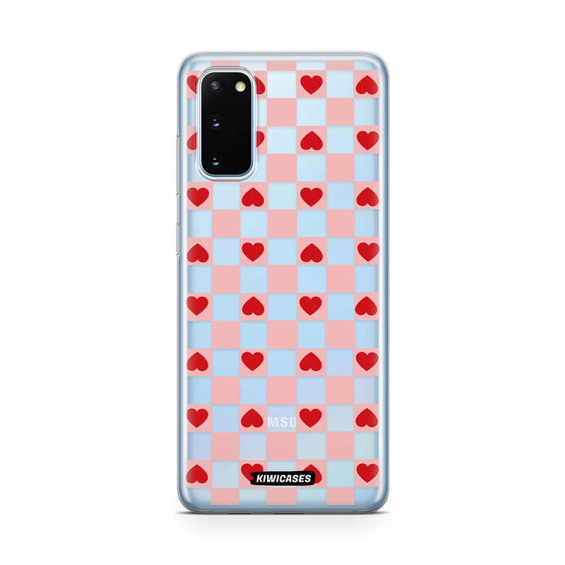 Pink Checkered Hearts - Galaxy S20