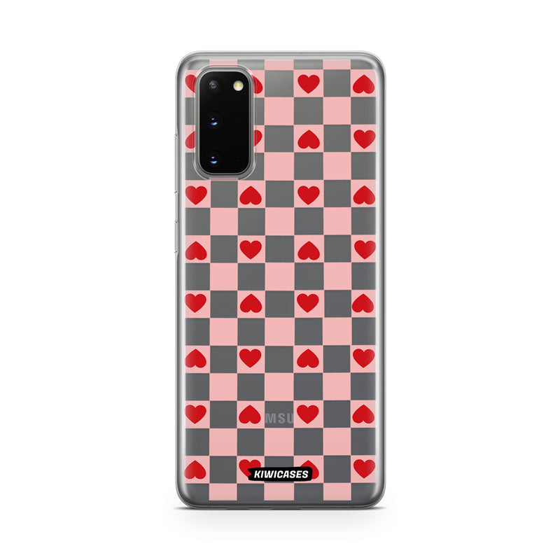 Pink Checkered Hearts - Galaxy S20