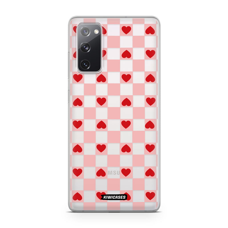Pink Checkered Hearts - Galaxy S20 FE