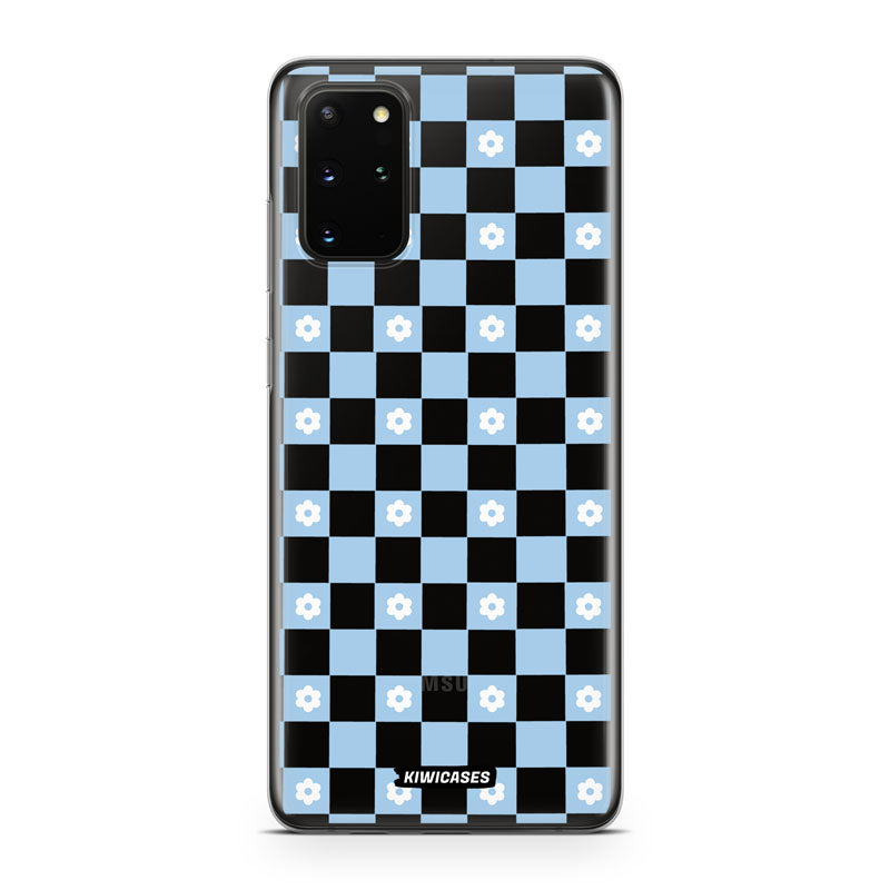 Blue Checkered Flowers - Galaxy S20 Plus