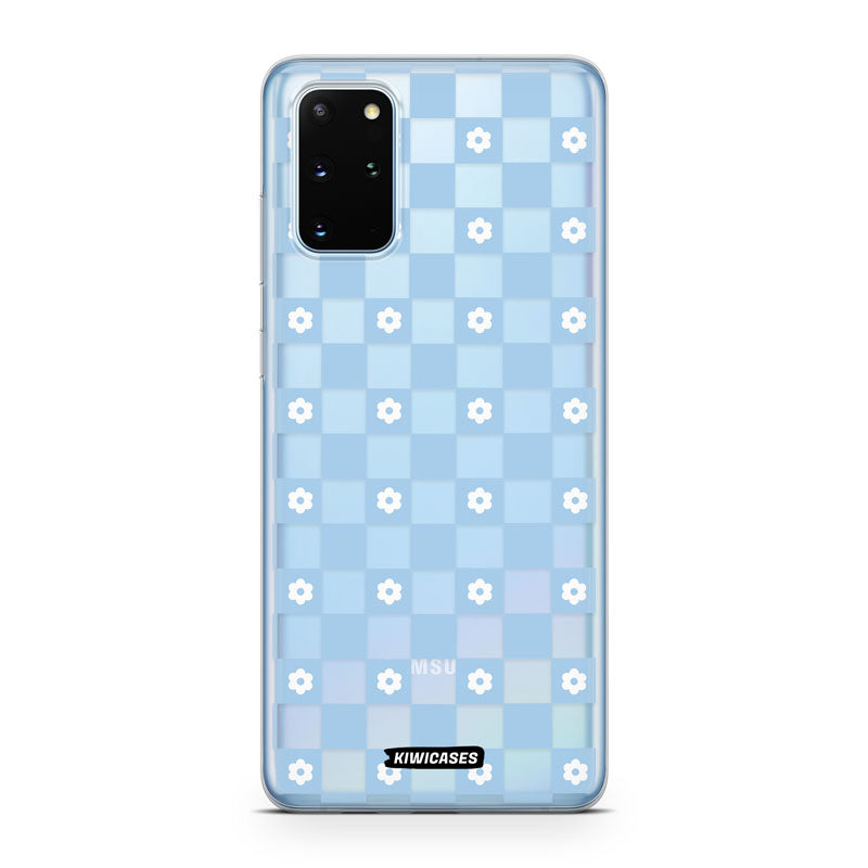 Blue Checkered Flowers - Galaxy S20 Plus