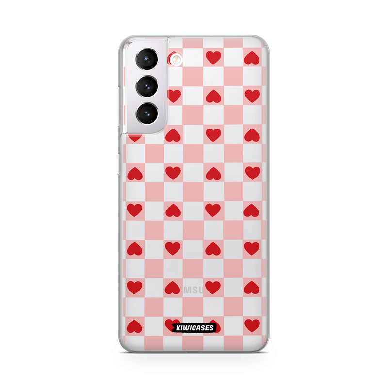 Pink Checkered Hearts - Galaxy S21