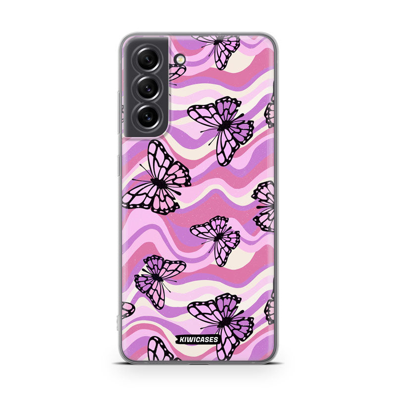 Wavey Purple Butterflies - Galaxy S21 FE