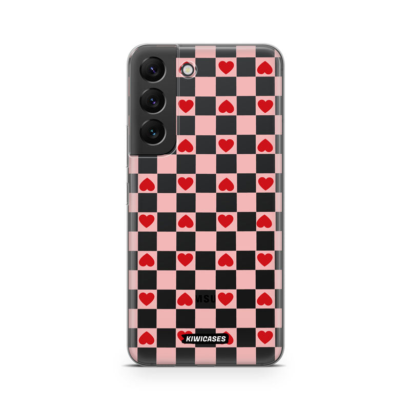 Pink Checkered Hearts - Galaxy S22
