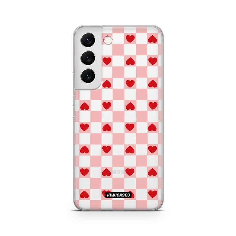 Pink Checkered Hearts - Galaxy S22