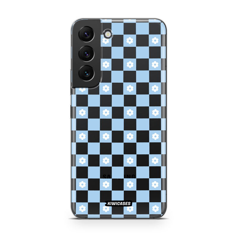 Blue Checkered Flowers - Galaxy S22 Plus