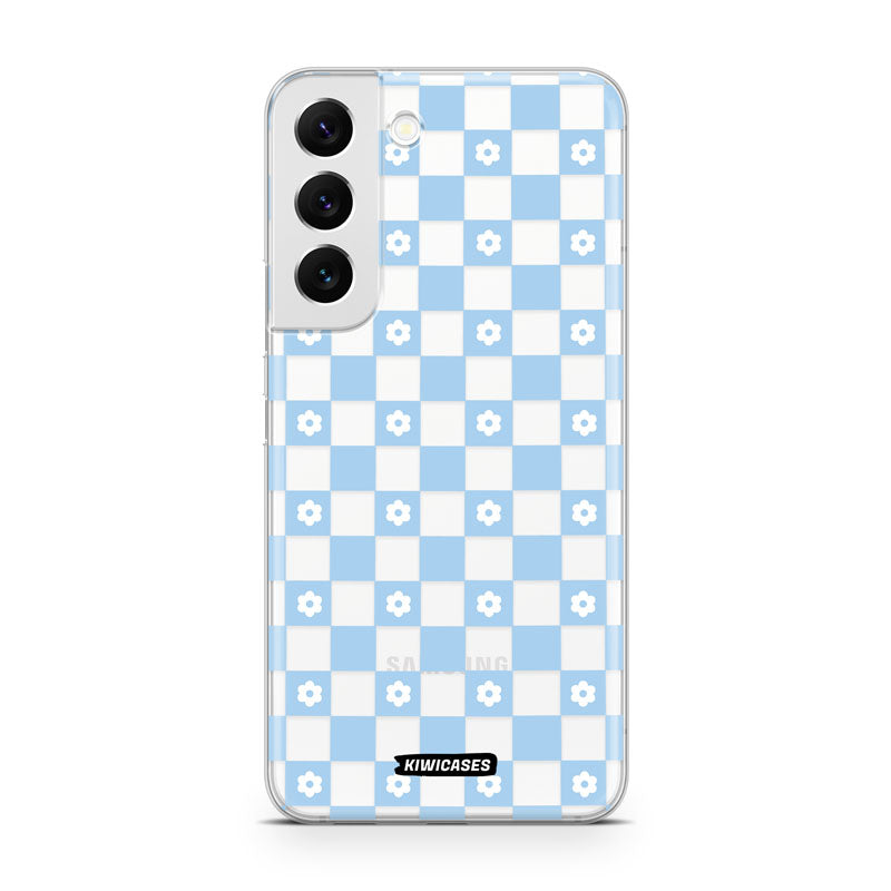 Blue Checkered Flowers - Galaxy S22 Plus