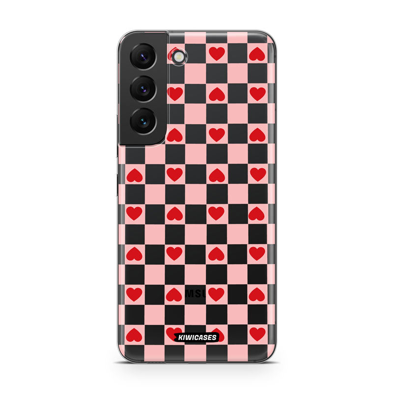 Pink Checkered Hearts - Galaxy S22 Plus