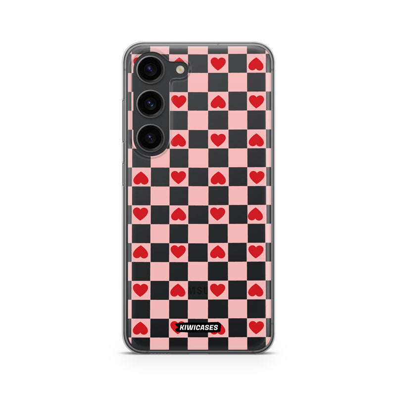 Pink Checkered Hearts - Galaxy S23
