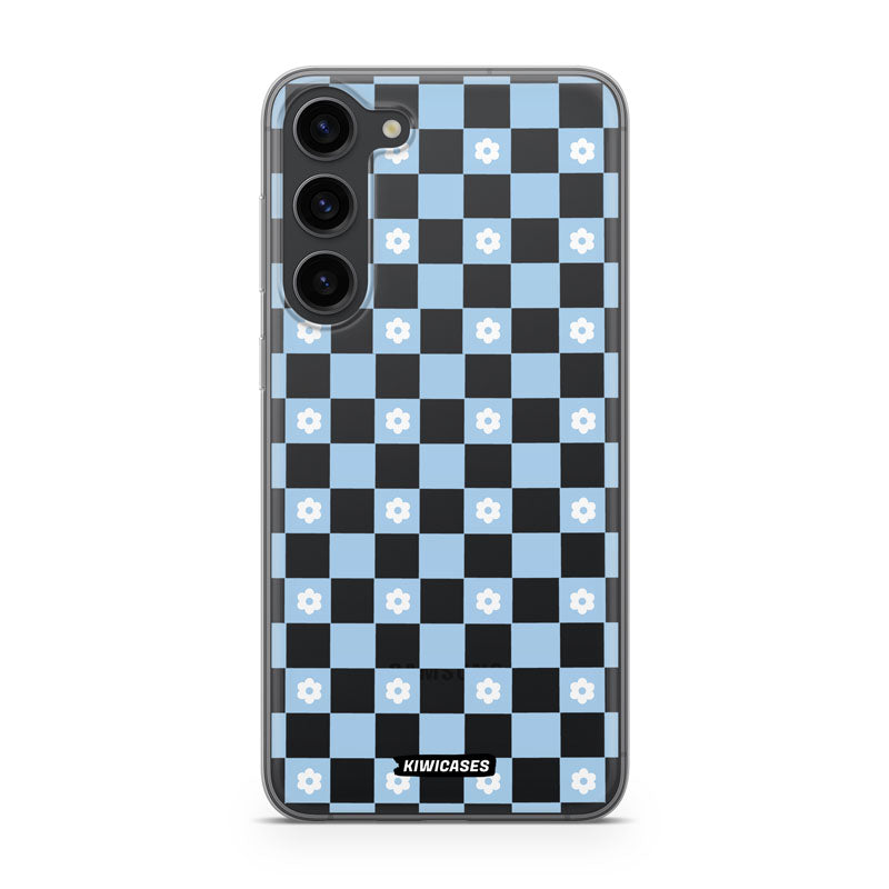Blue Checkered Flowers - Galaxy S23 Plus