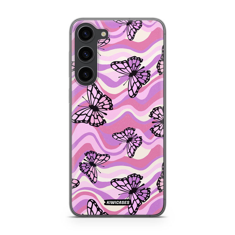 Wavey Purple Butterflies - Galaxy S23 Plus