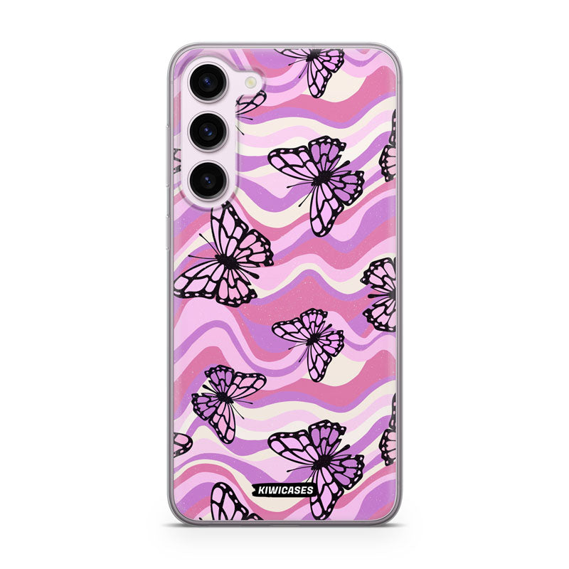 Wavey Purple Butterflies - Galaxy S23 Plus