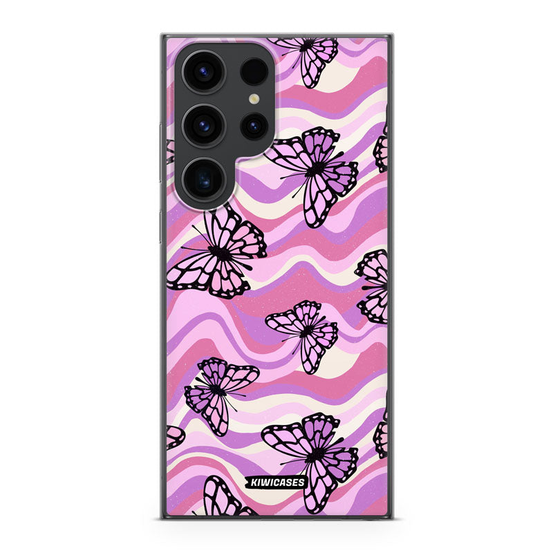 Wavey Purple Butterflies - Galaxy S23 Ultra