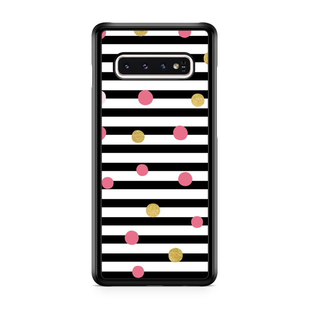 Striped Polka Dots Phone Case - Galaxy S10 Plus - Phone Case