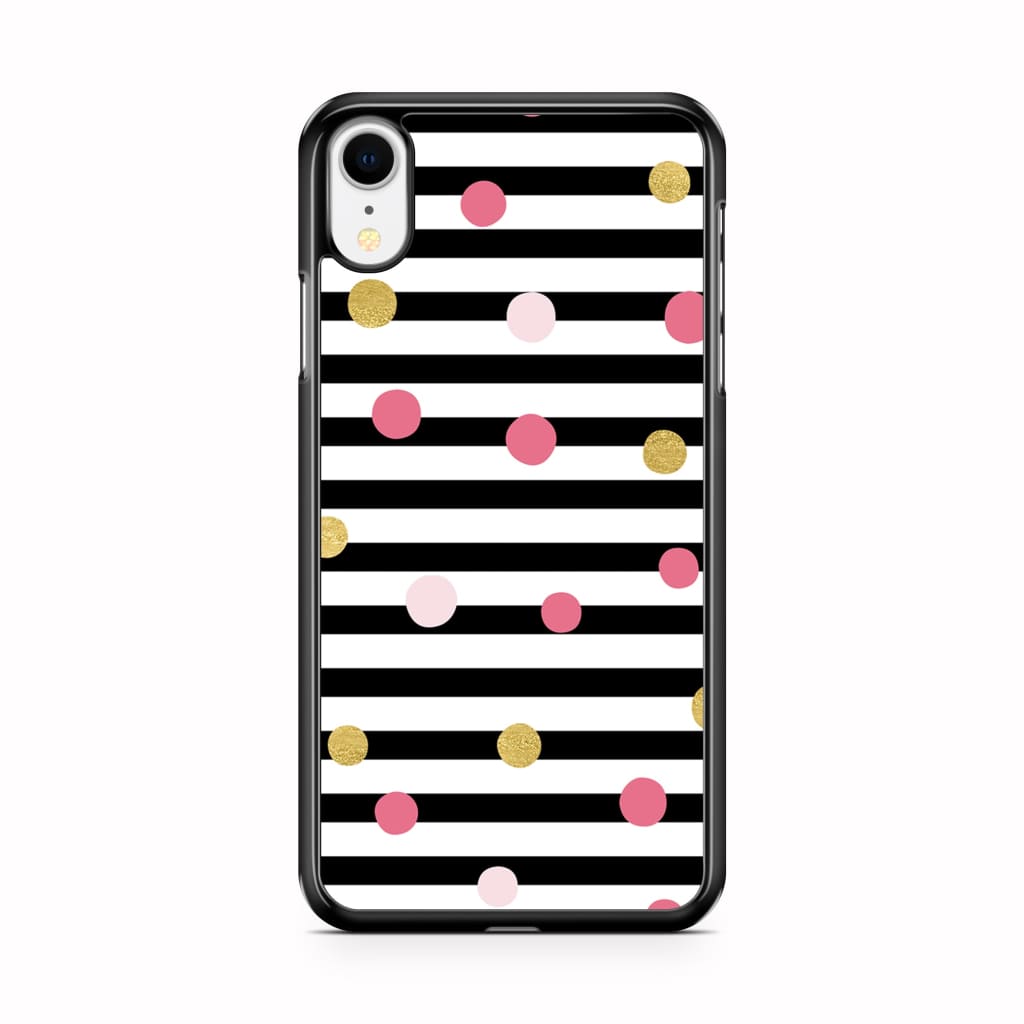 Striped Polka Dots Phone Case - iPhone XR - Phone Case