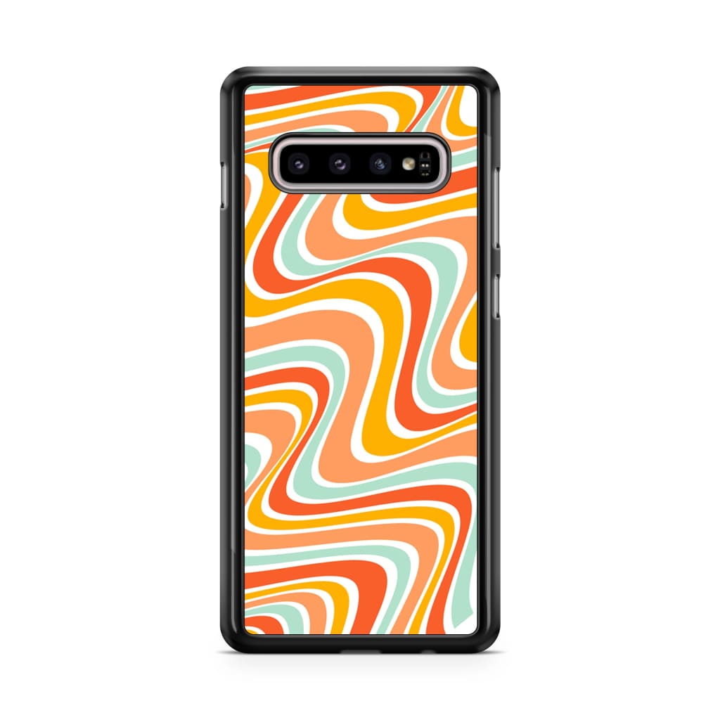 Tangerine Retro Waves Phone Case - Galaxy S10 - Phone Case