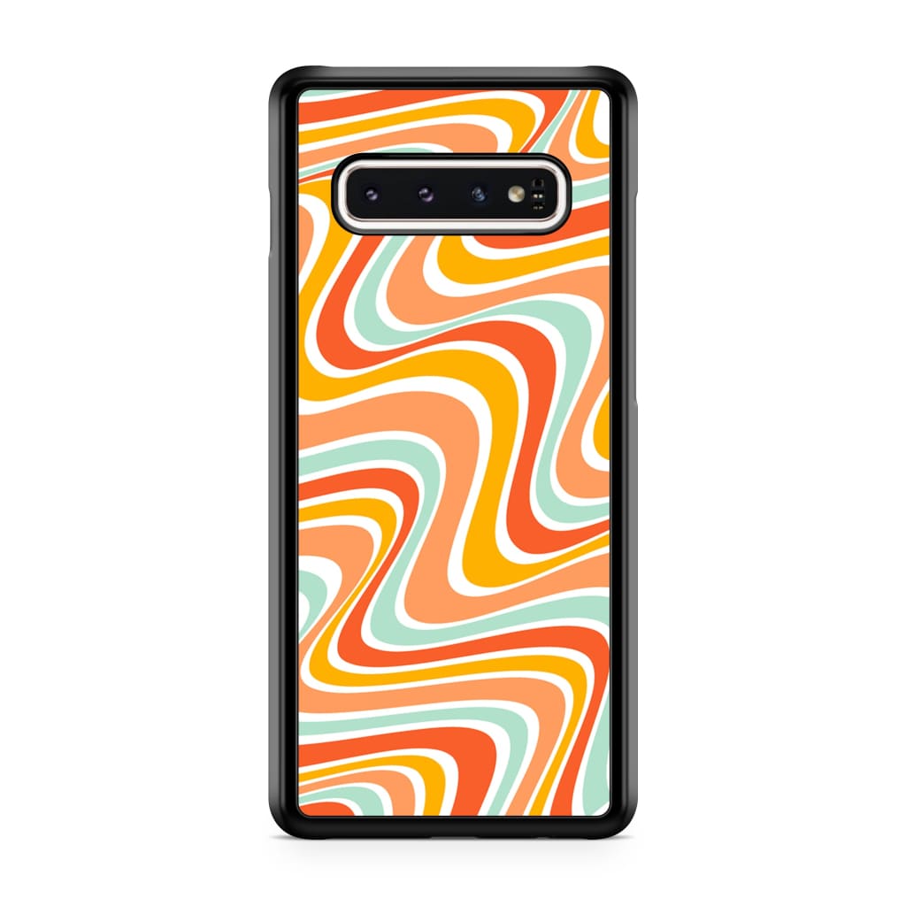 Tangerine Retro Waves Phone Case - Galaxy S10 Plus - Phone 