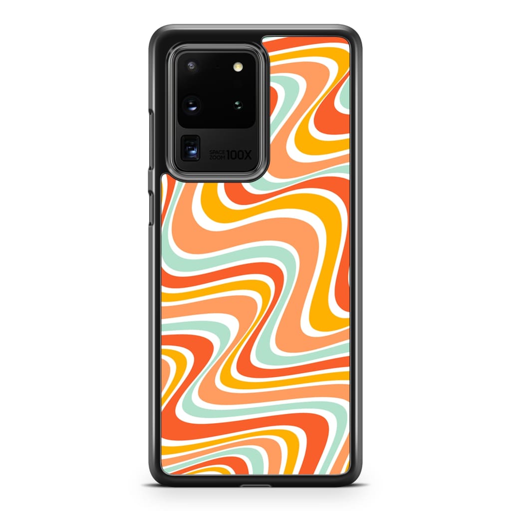 Tangerine Retro Waves Phone Case - Galaxy S20 Ultra - Phone 