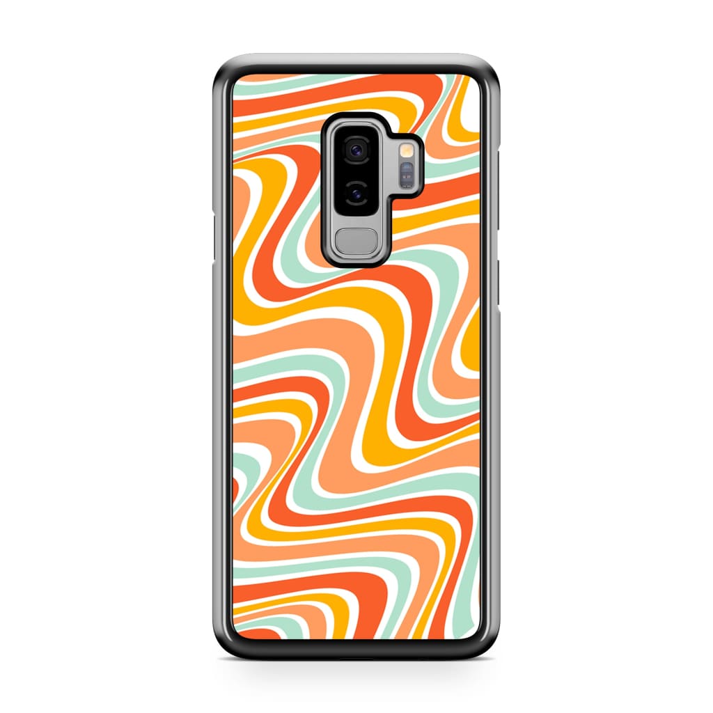 Tangerine Retro Waves Phone Case - Galaxy S9 Plus - Phone 