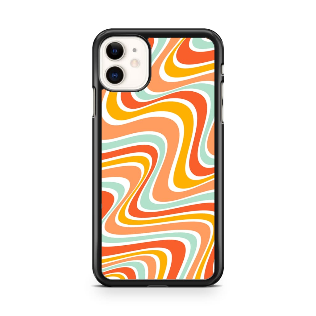Tangerine Retro Waves Phone Case - iPhone 11 - Phone Case