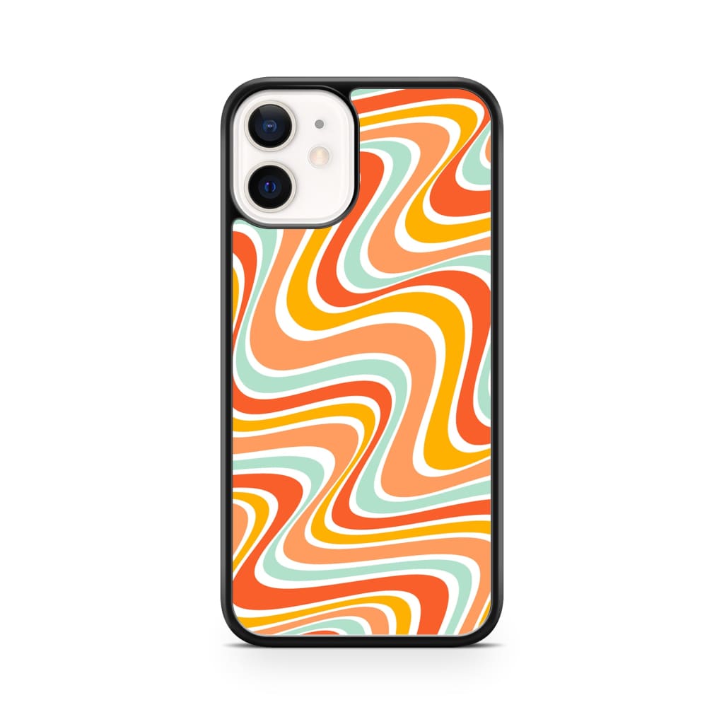 Tangerine Retro Waves Phone Case - iPhone 12 Mini - Phone 