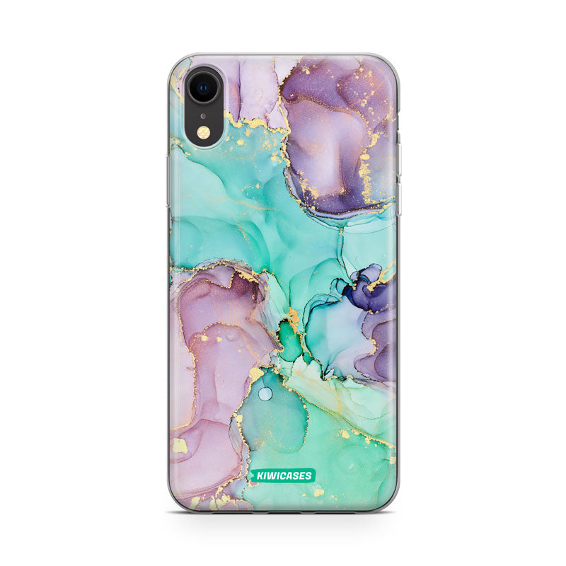 Green Purple Marble - iPhone XR