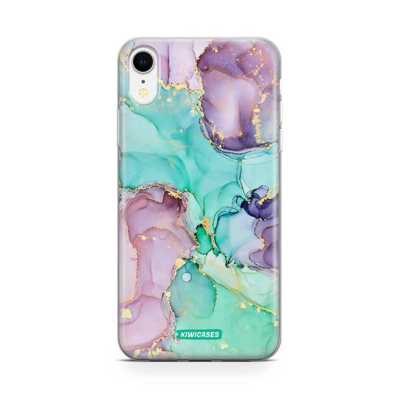 Green Purple Marble - iPhone XR